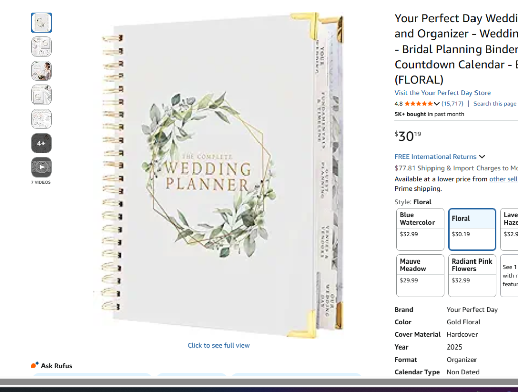 Your Perfect Day Wedding Planner Book - Floral Edition